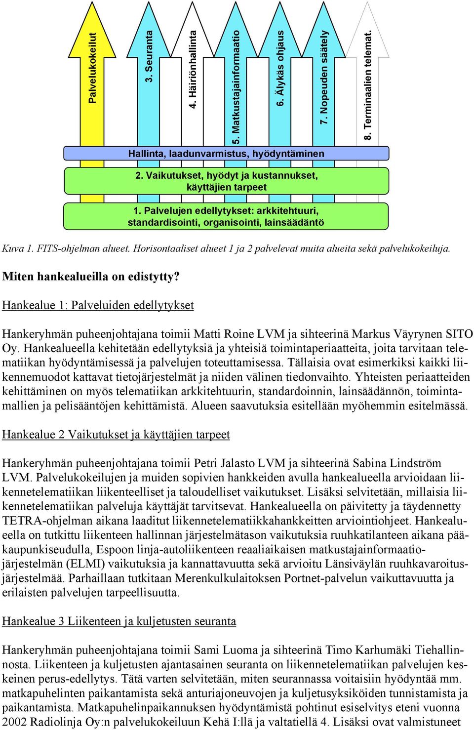 Horisontaaliset alueet 1 ja 2 palvelevat muita alueita sekä palvelukokeiluja. Miten hankealueilla on edistytty?