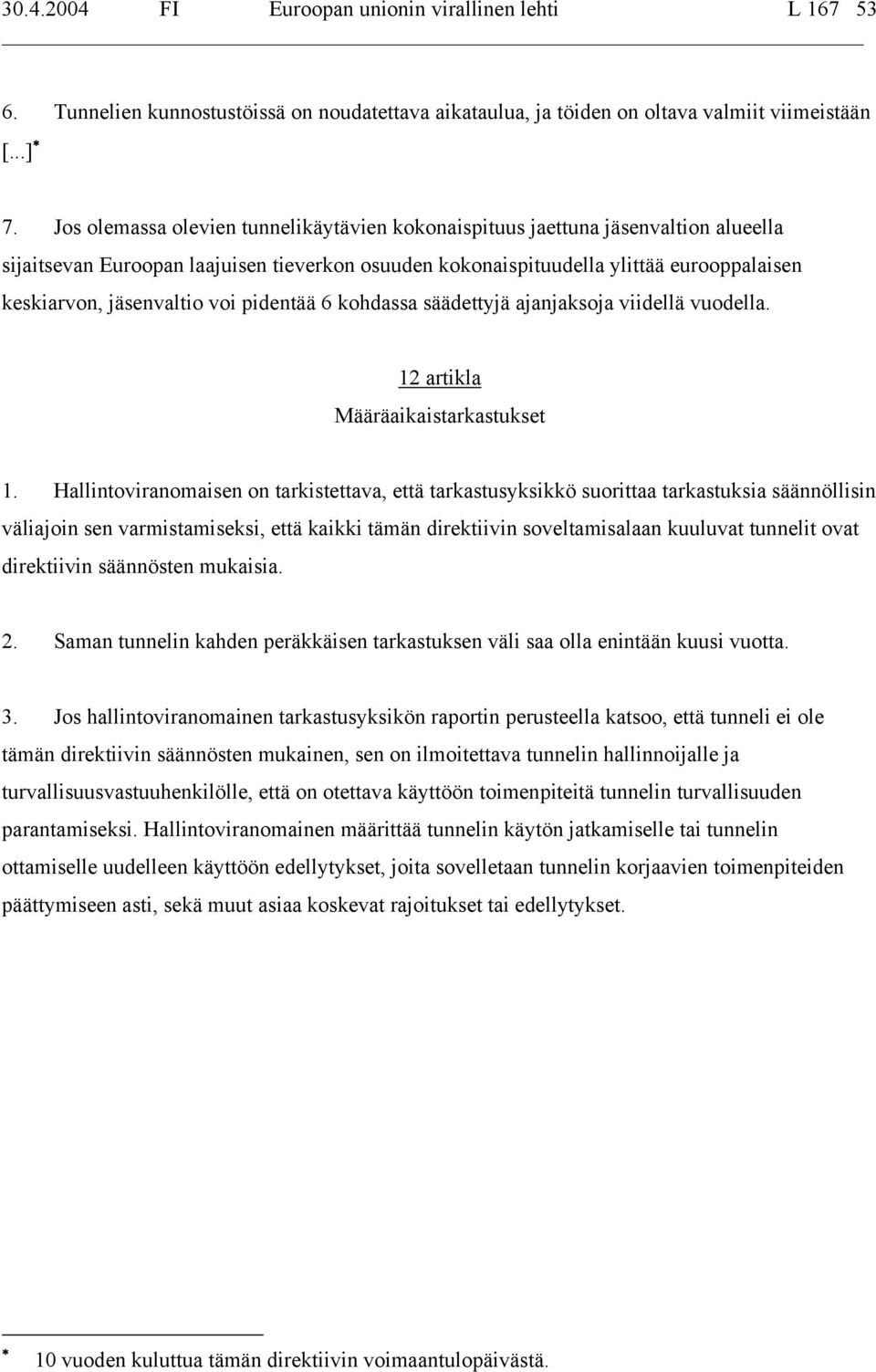 voi pidentää 6 kohdassa säädettyjä ajanjaksoja viidellä vuodella. 12 artikla Määräaikaistarkastukset 1.