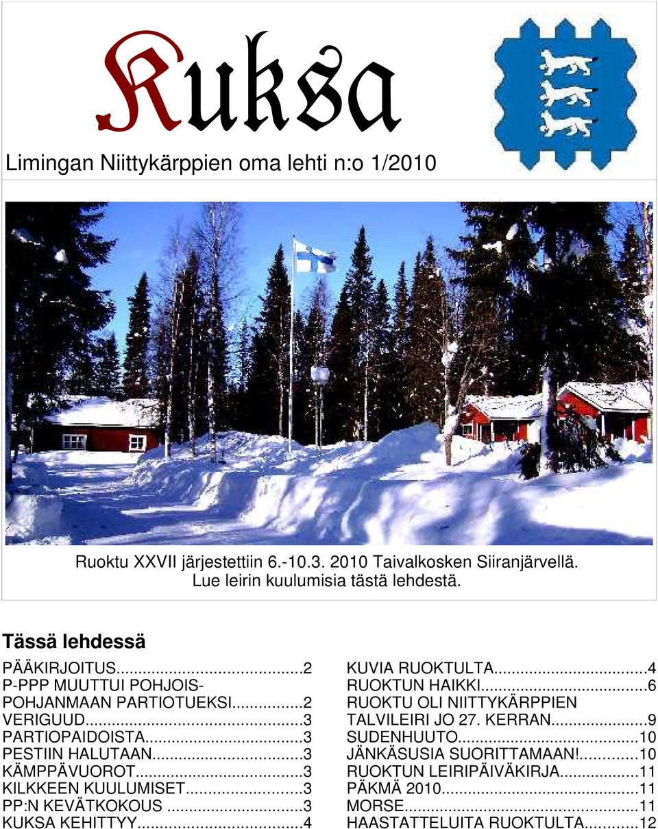 ..3 PESTIIN HALUTAAN...3 KÄMPPÄVUOROT...3 KILKKEEN KUULUMISET...3 PP:N KEVÄTKOKOUS...3 KUKSA KEHITTYY...4 KUVIA RUOKTULTA...4 RUOKTUN HAIKKI.