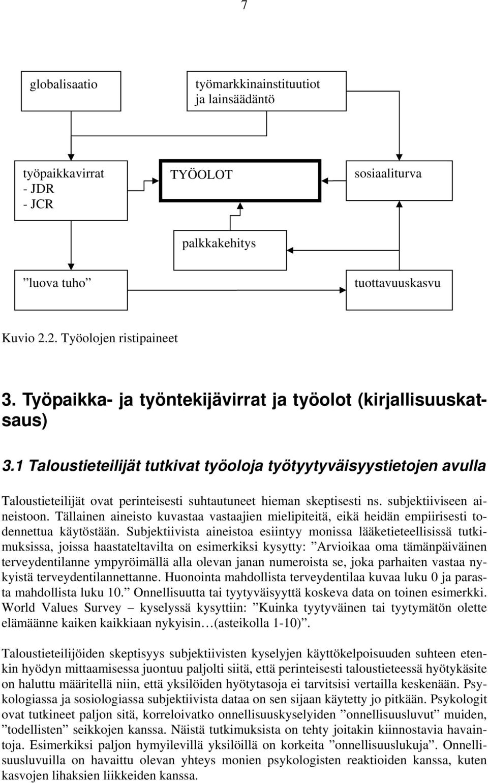 1 Taloustieteilijät tutkivat työoloja työtyytyväisyystietojen avulla Taloustieteilijät ovat perinteisesti suhtautuneet hieman skeptisesti ns. subjektiiviseen aineistoon.