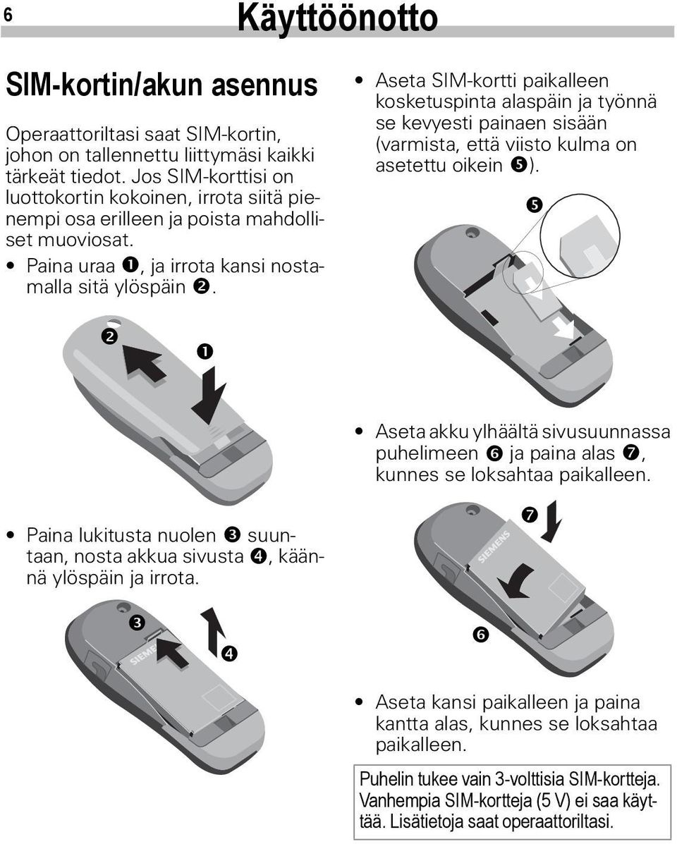 Aseta SIM-kortti paikalleen kosketuspinta alaspäin ja työnnä se kevyesti painaen sisään (varmista, että viisto kulma on asetettu oikein ).