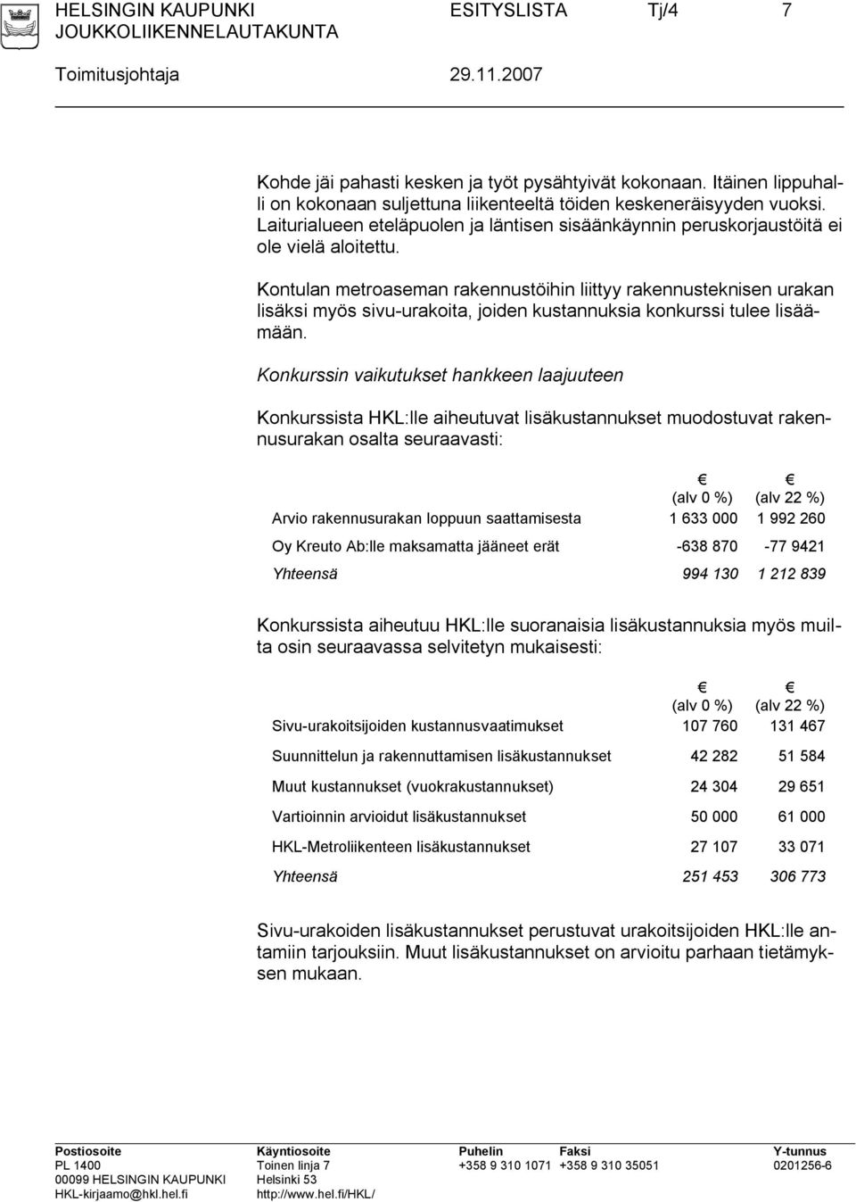 Kontulan metroaseman rakennustöihin liittyy rakennusteknisen urakan lisäksi myös sivu-urakoita, joiden kustannuksia konkurssi tulee lisäämään.