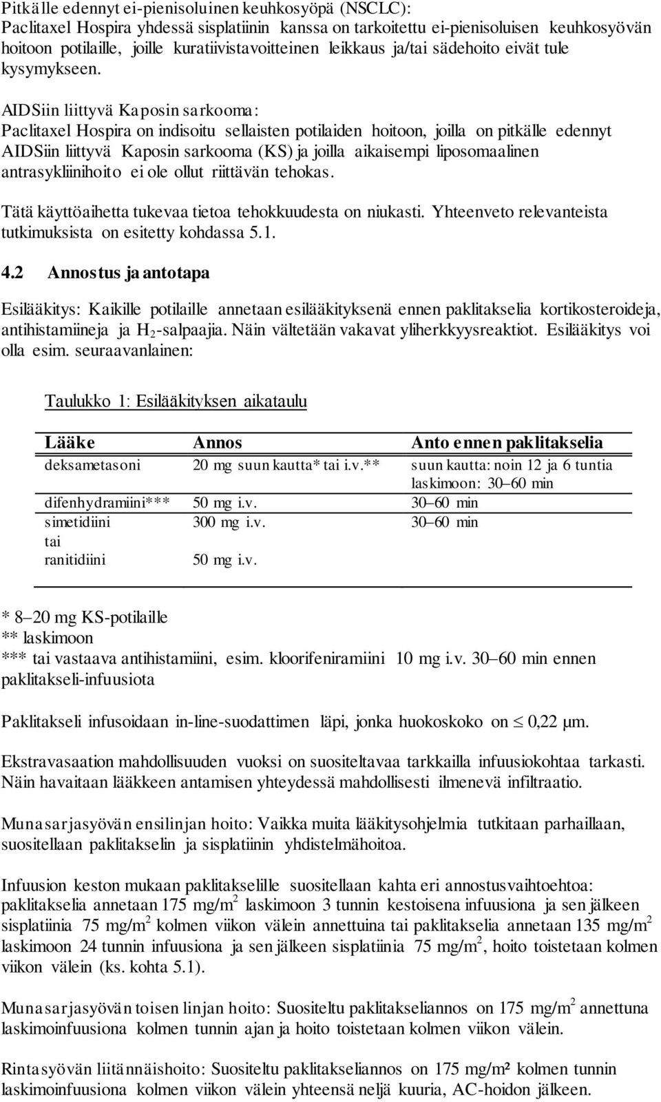 AIDSiin liittyvä Kaposin sarkooma: Paclitaxel Hospira on indisoitu sellaisten potilaiden hoitoon, joilla on pitkälle edennyt AIDSiin liittyvä Kaposin sarkooma (KS) ja joilla aikaisempi liposomaalinen