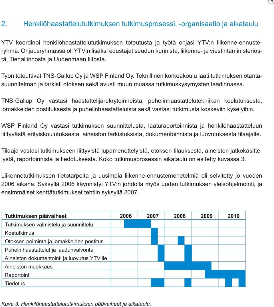 WSP Finland Oy vastasi tutkimuksen suunnittelusta, laaturaportoinnista ja henkilöhaastatteluun liittyvästä erityiskoulutuksesta, aineiston tarkistuksista, dokumentoinnista ja luovutuksesta tilaajalle.