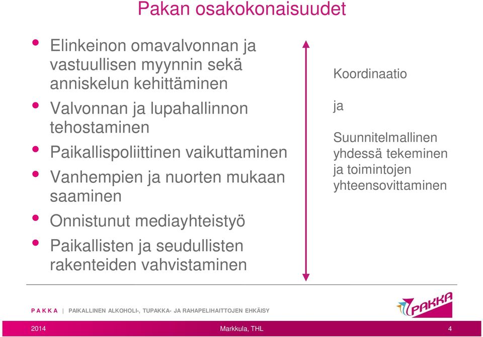 mukaan saaminen Onnistunut mediayhteistyö Paikallisten ja seudullisten rakenteiden vahvistaminen