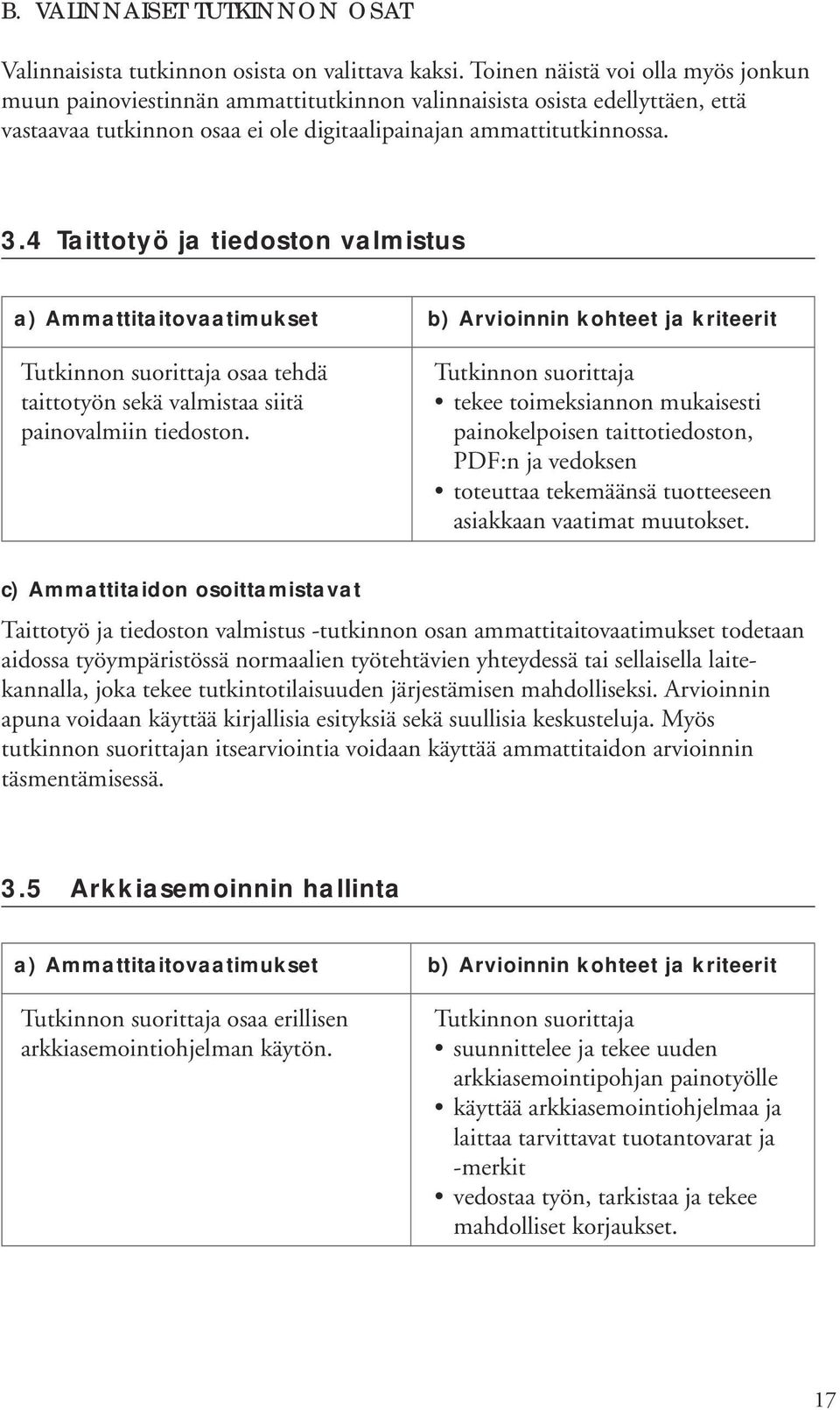 4 Taittotyö ja tiedoston valmistus a) Ammattitaitovaatimukset osaa tehdä taittotyön sekä valmistaa siitä painovalmiin tiedoston.