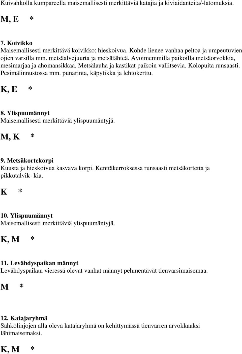 Metsälauha ja kastikat paikoin vallitsevia. Kolopuita runsaasti. Pesimälinnustossa mm. punarinta, käpytikka ja lehtokerttu. K, E * 8. Ylispuumännyt Maisemallisesti merkittäviä ylispuumäntyjä.