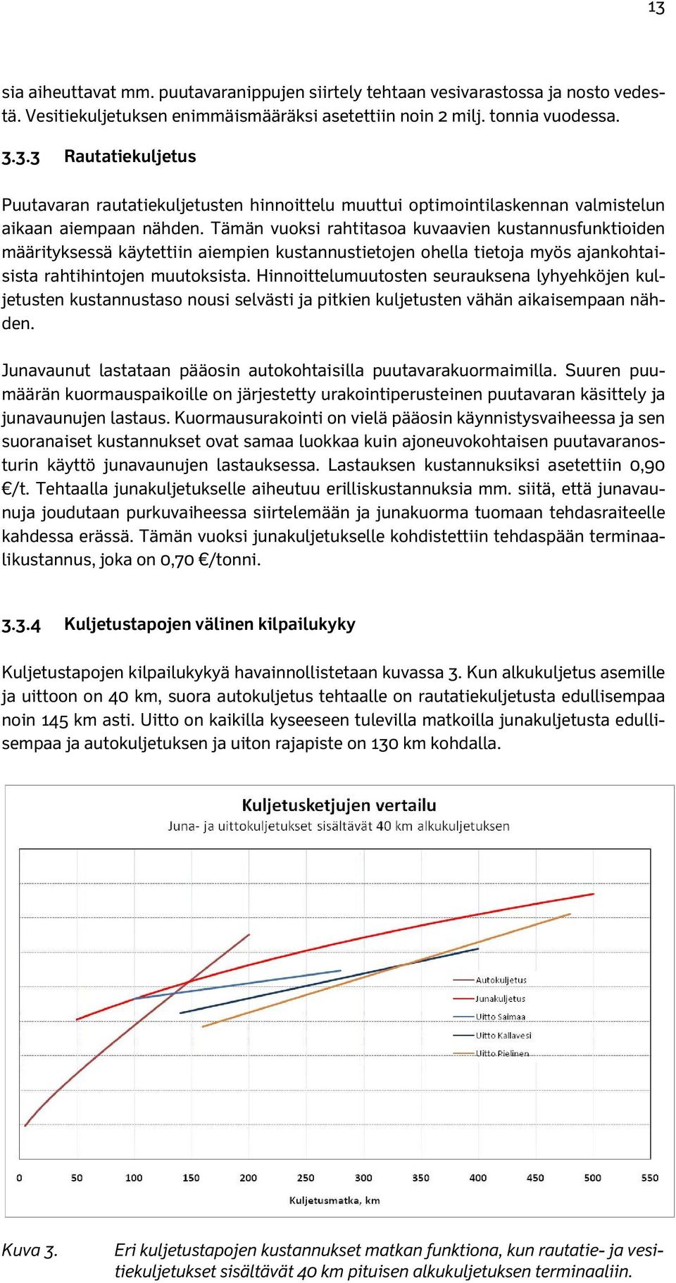 Hinnoittelumuutosten seurauksena lyhyehköjen kuljetusten kustannustaso nousi selvästi ja pitkien kuljetusten vähän aikaisempaan nähden.