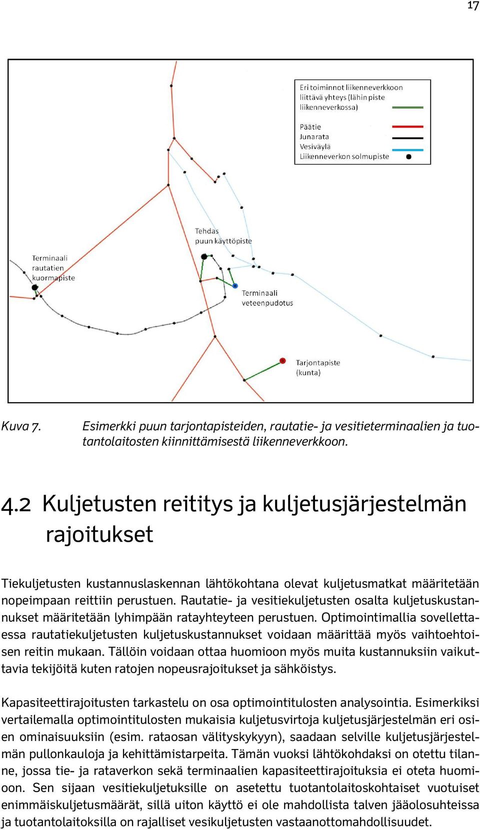 Rautatie- ja vesitiekuljetusten osalta kuljetuskustannukset määritetään lyhimpään ratayhteyteen perustuen.