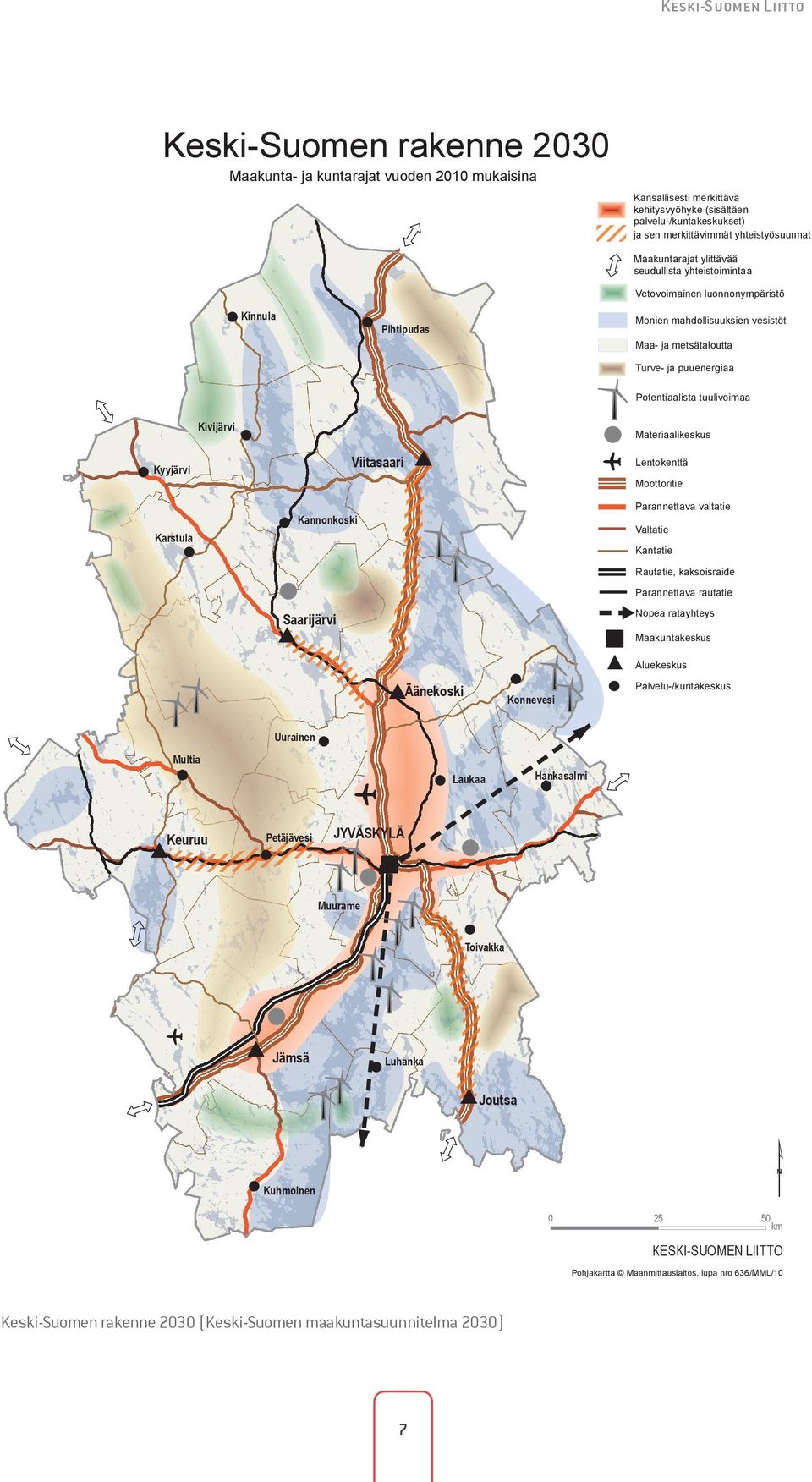 Potentiaalista tuulivoimaa Kivijärvi Materiaalikeskus Kyyjärvi Karstula Kannonkoski Saarijärvi Viitasaari Lentokenttä Moottoritie Parannettava valtatie Valtatie Kantatie Rautatie, kaksoisraide