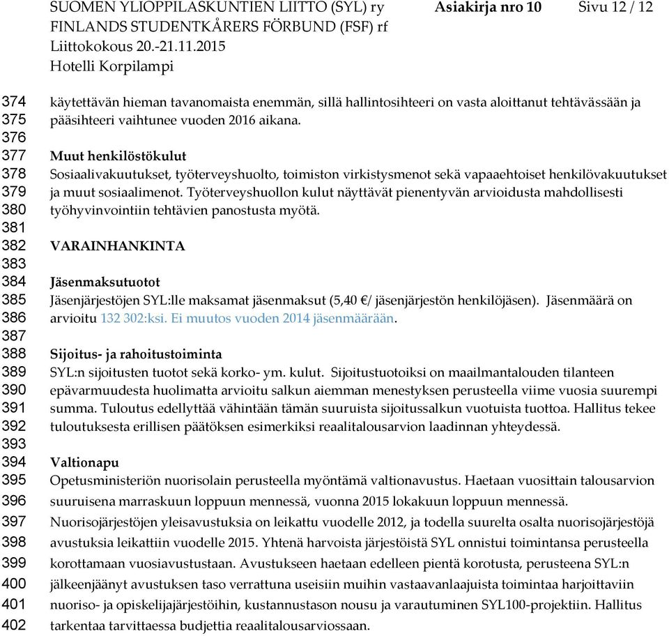 Muut henkilöstökulut Sosiaalivakuutukset, työterveyshuolto, toimiston virkistysmenot sekä vapaaehtoiset henkilövakuutukset ja muut sosiaalimenot.