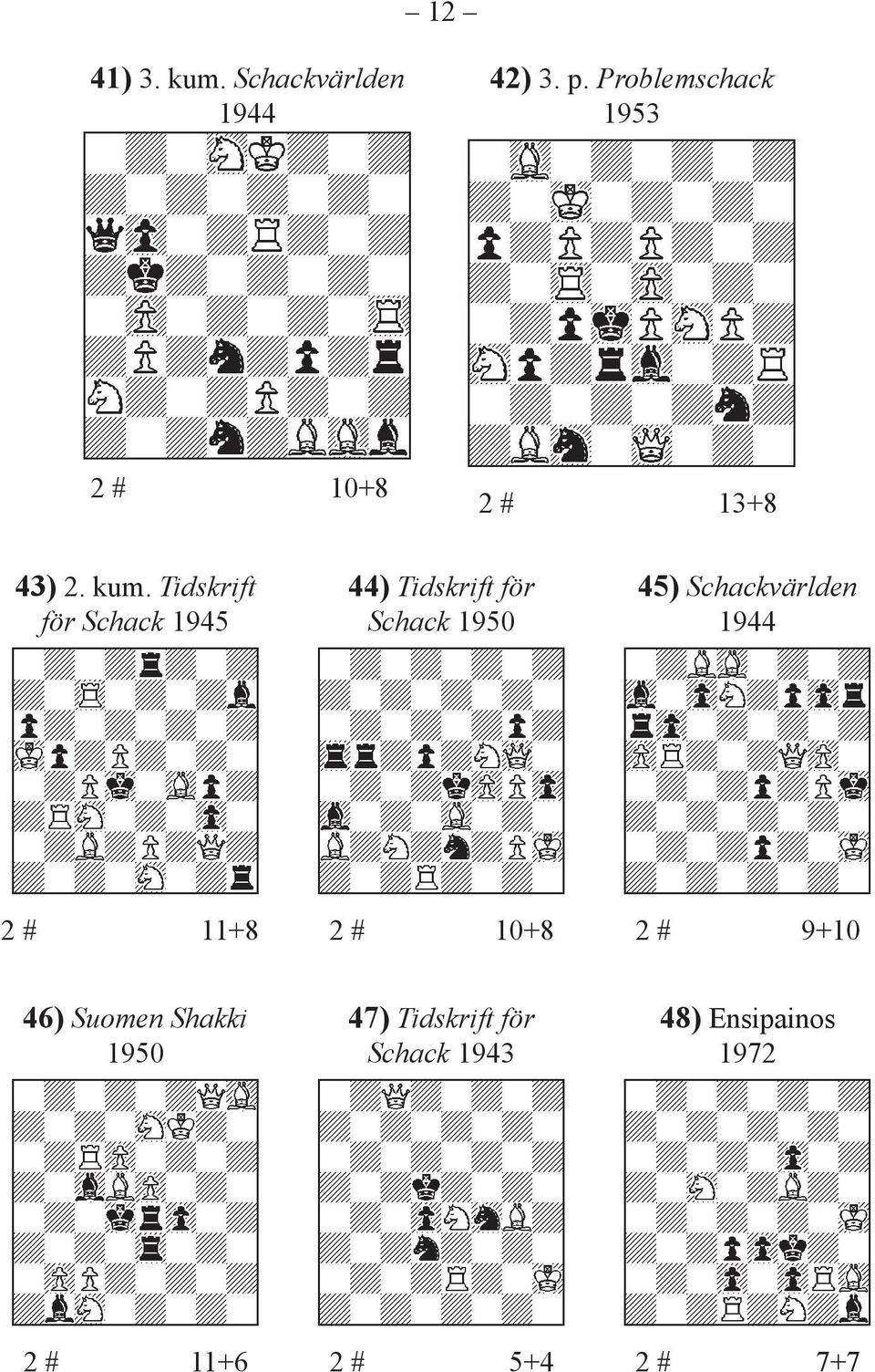 Tidskrift för Schack 1945 44) Tidskrift för Schack 1950 45) Schackvärlden