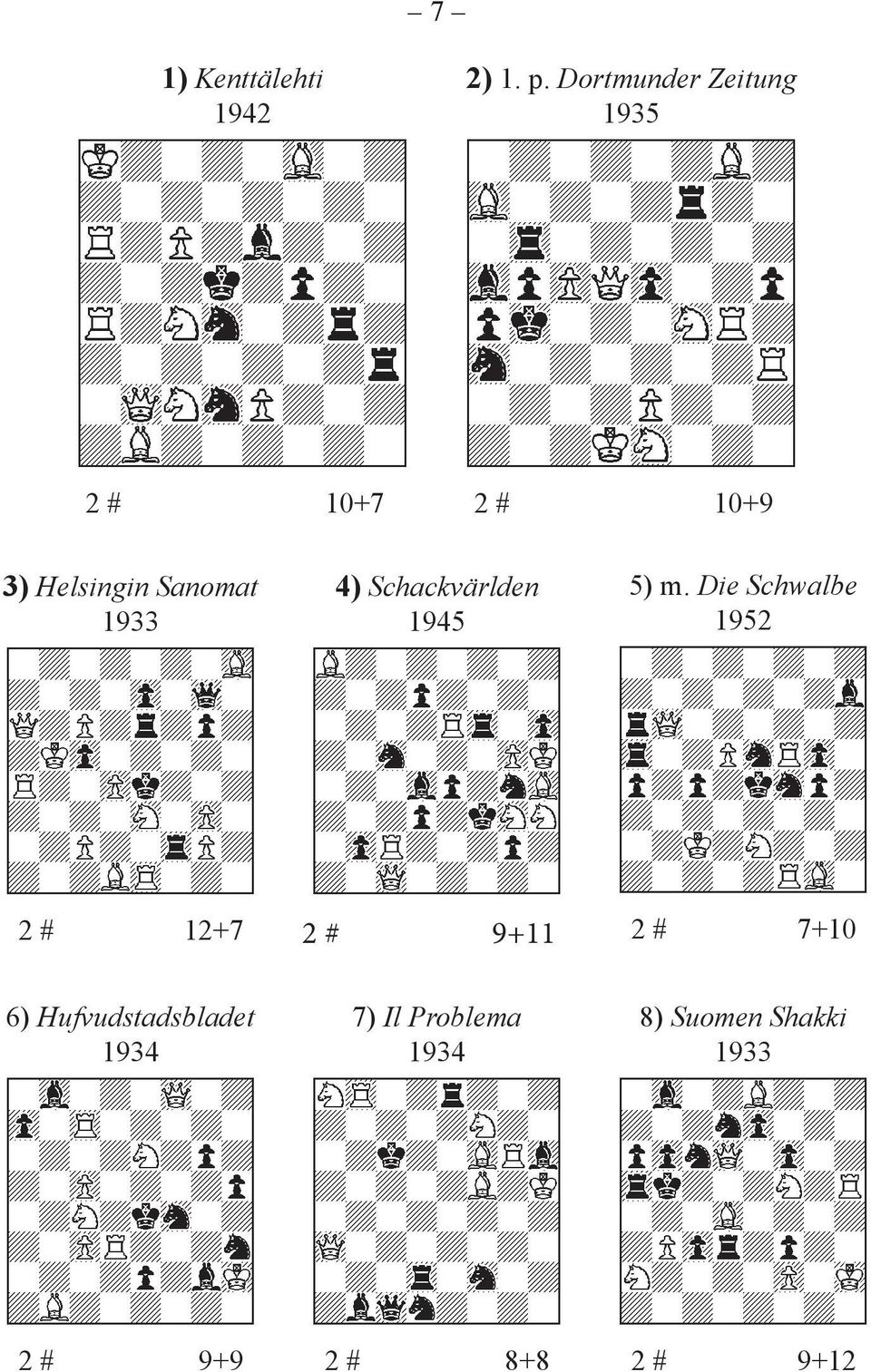 1933 4) Schackvärlden 1945 5) m.