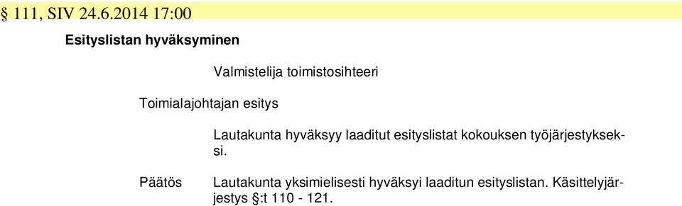 Valmistelija toimistosihteeri Lautakunta hyväksyy laaditut