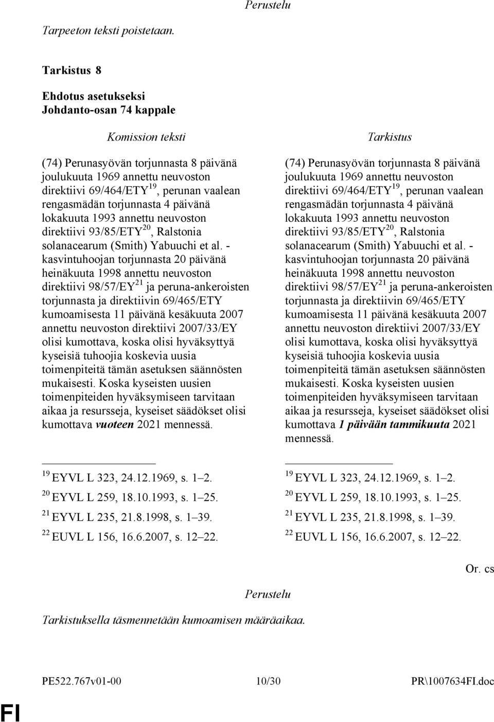 neuvoston direktiivi 93/85/ETY 20, Ralstonia solanacearum (Smith) Yabuuchi et al.