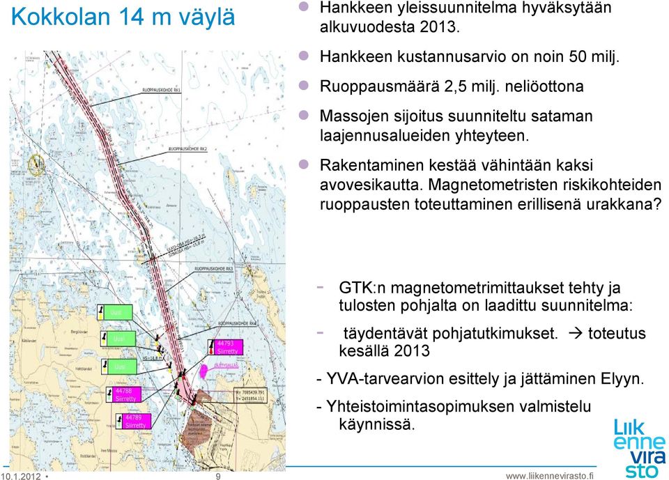 Magnetometristen riskikohteiden ruoppausten toteuttaminen erillisenä urakkana?