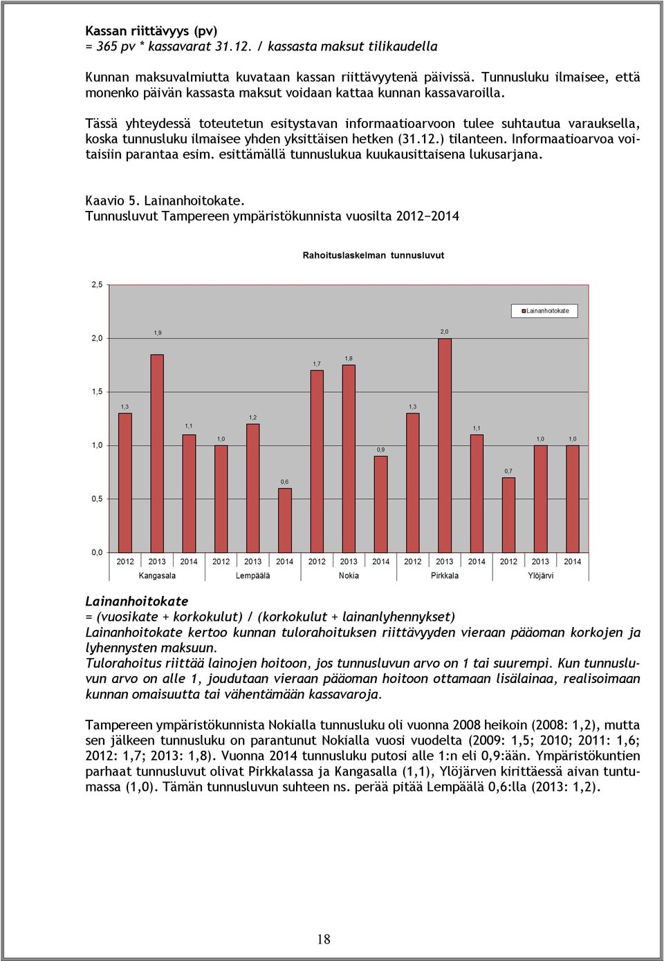 Tässä yhteydessä toteutetun esitystavan informaatioarvoon tulee suhtautua varauksella, koska tunnusluku ilmaisee yhden yksittäisen hetken (31.12.) tilanteen. Informaatioarvoa voitaisiin parantaa esim.