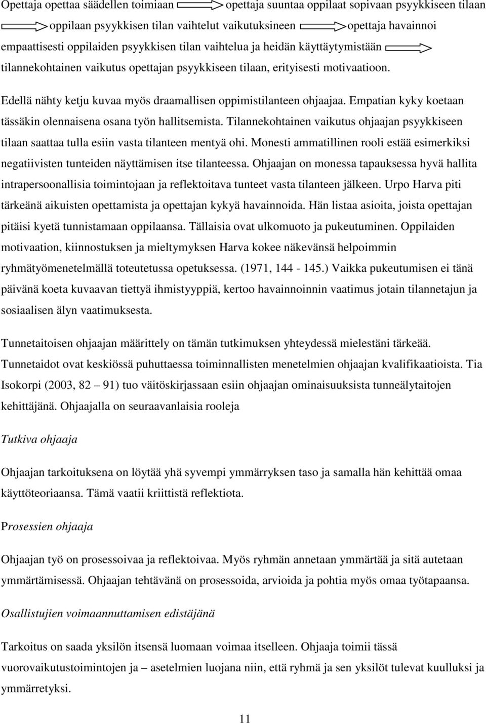 Empatian kyky koetaan tässäkin olennaisena osana työn hallitsemista. Tilannekohtainen vaikutus ohjaajan psyykkiseen tilaan saattaa tulla esiin vasta tilanteen mentyä ohi.