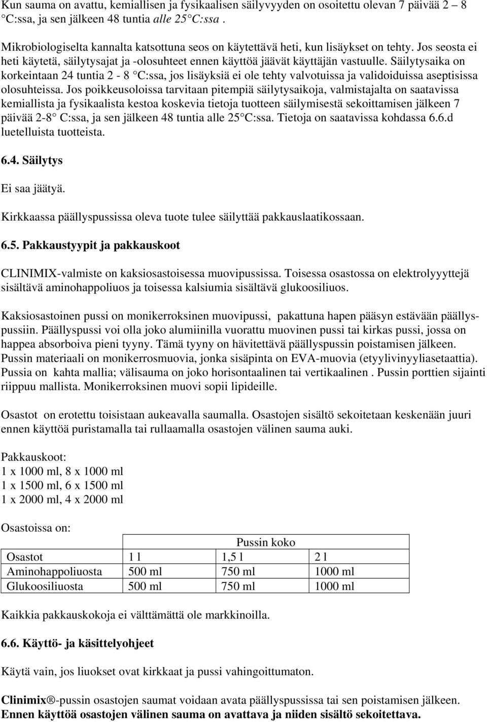 Säilytysaika on korkeintaan 24 tuntia 2-8 C:ssa, jos lisäyksiä ei ole tehty valvotuissa ja validoiduissa aseptisissa olosuhteissa.