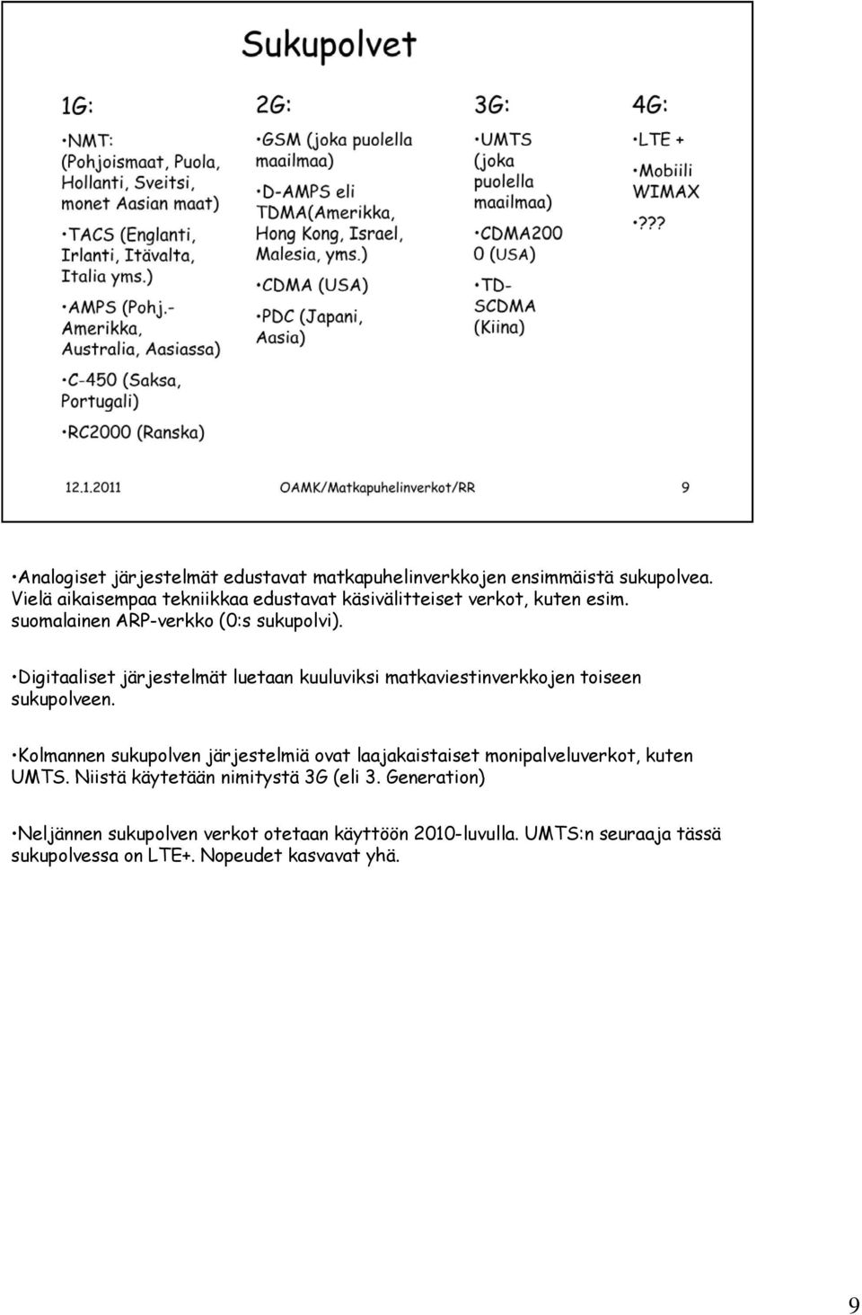 Digitaaliset järjestelmät luetaan kuuluviksi matkaviestinverkkojen toiseen sukupolveen.