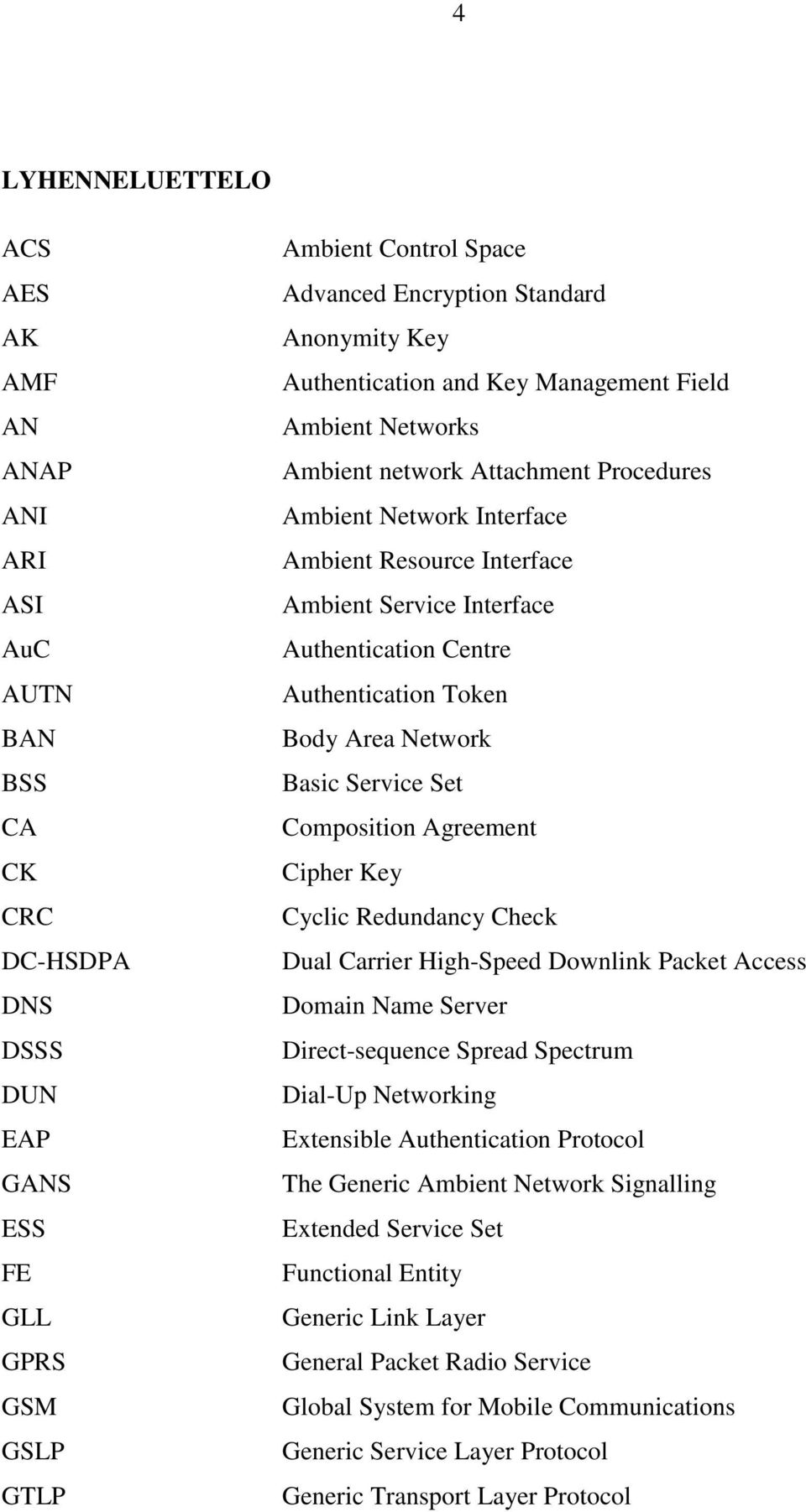 Authentication Centre Authentication Token Body Area Network Basic Service Set Composition Agreement Cipher Key Cyclic Redundancy Check Dual Carrier High-Speed Downlink Packet Access Domain Name