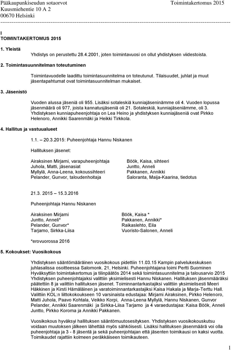 Lisäksi sotaleskiä kunniajäseninämme oli 4. Vuoden lopussa jäsenmäärä oli 977, joista kannatusjäseniä oli 21. Sotaleskiä, kunniajäseniämme, oli 3.