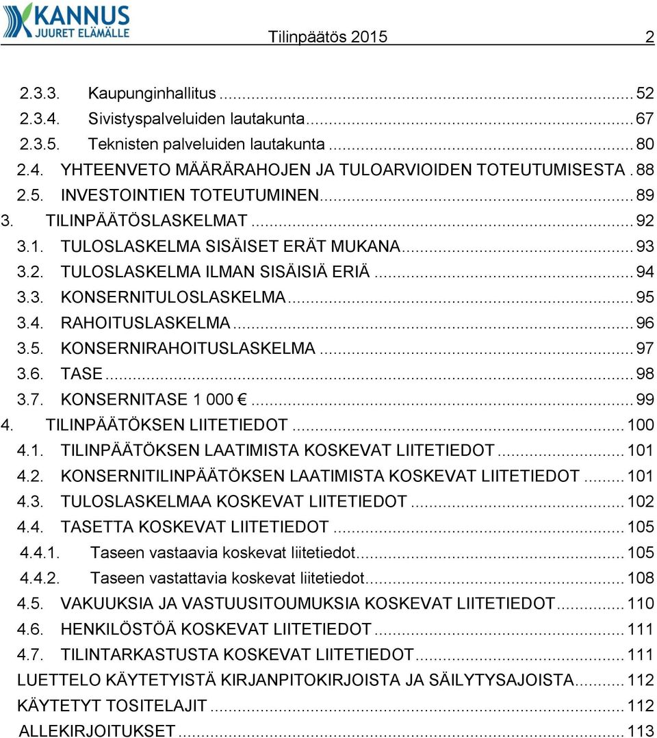 .. 96 3.5. KONSERNIRAHOITUSLASKELMA... 97 3.6. TASE... 98 3.7. KONSERNITASE 1 000... 99 4. TILINPÄÄTÖKSEN LIITETIEDOT... 100 4.1. TILINPÄÄTÖKSEN LAATIMISTA KOSKEVAT LIITETIEDOT... 101 4.2.