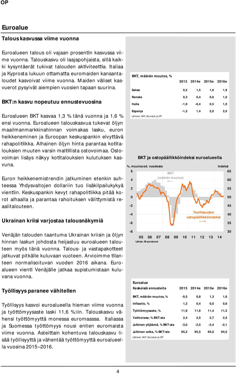 BKT:n kasvu nopeutuu ennustevuosina Euroalueen BKT kasvaa 1,3 tänä vuonna ja 1, ensi vuonna.