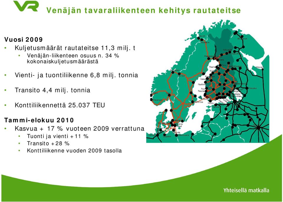 tonnia Transito 4,4 milj. tonnia Konttiliikennettä 25.