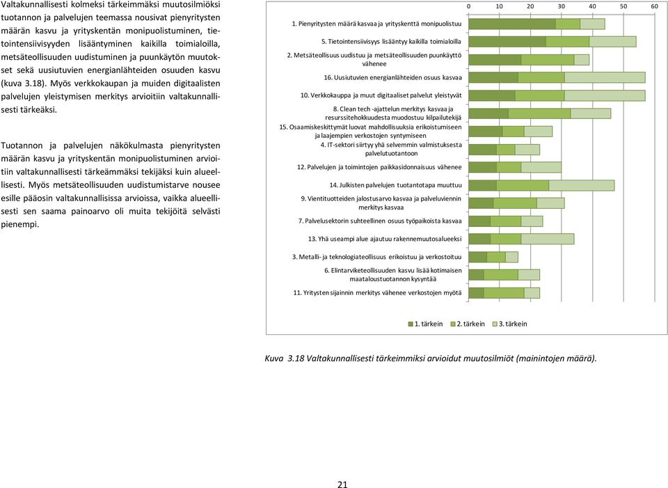 Myös verkkokaupan ja muiden digitaalisten palvelujen yleistymisen merkitys arvioitiin valtakunnallisesti tärkeäksi.