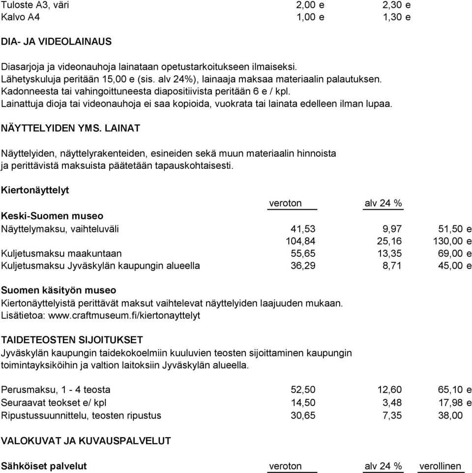 Lainattuja dioja tai videonauhoja ei saa kopioida, vuokrata tai lainata edelleen ilman lupaa. NÄYTTELYIDEN YMS.