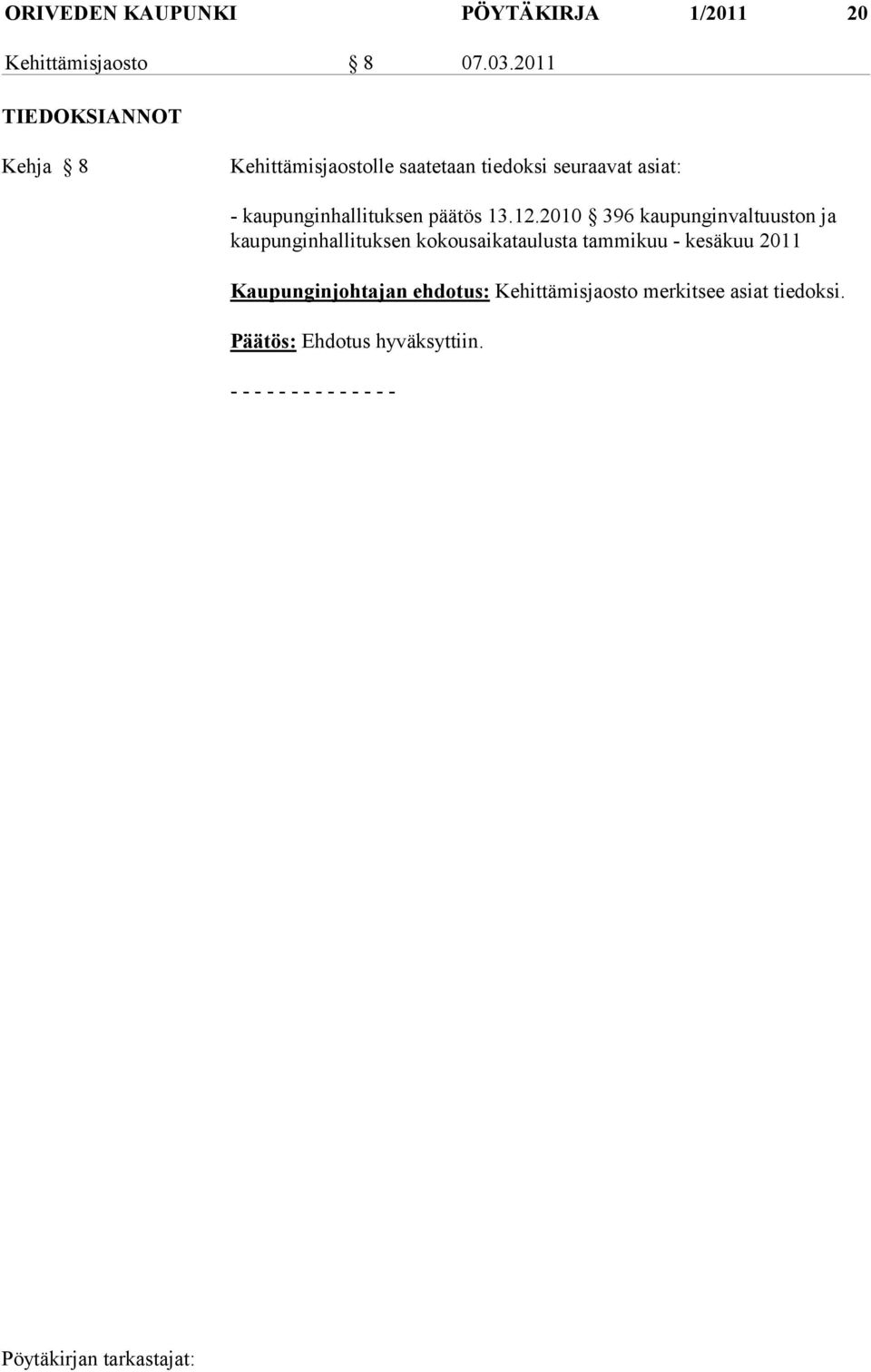 kaupunginhallituksen päätös 13.12.
