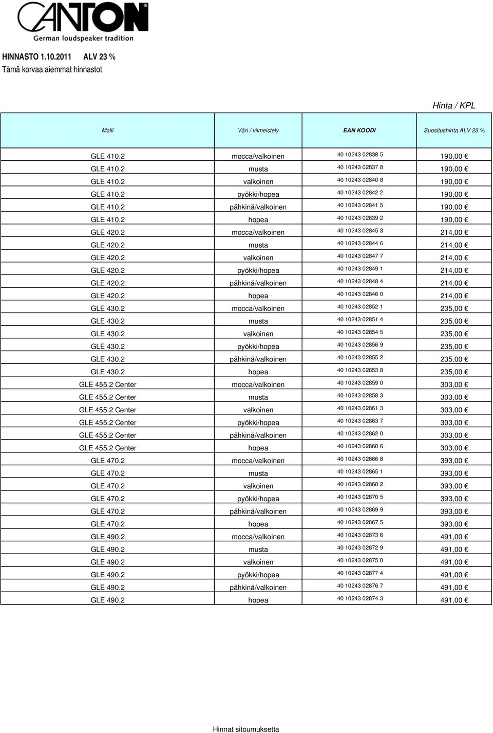 2 valkoinen 40 10243 02847 7 214,00 GLE 420.2 pyökki/hopea 40 10243 02849 1 214,00 GLE 420.2 pähkinä/valkoinen 40 10243 02848 4 214,00 GLE 420.2 hopea 40 10243 02846 0 214,00 GLE 430.