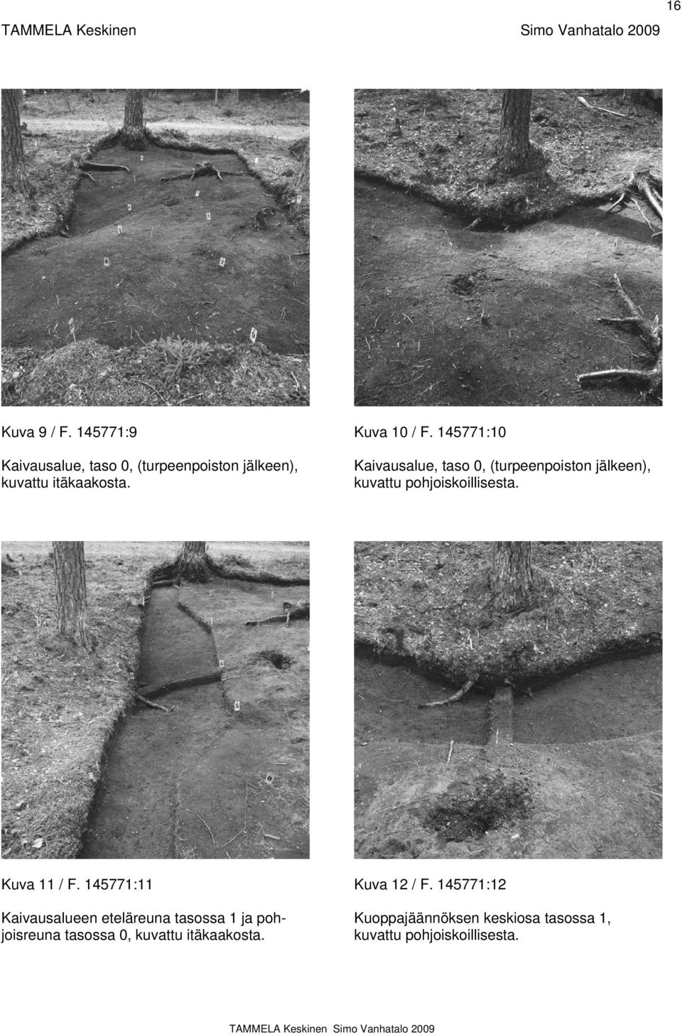 Kaivausalue, taso 0, (turpeenpoiston jälkeen), kuvattu pohjoiskoillisesta. Kuva 11 / F.