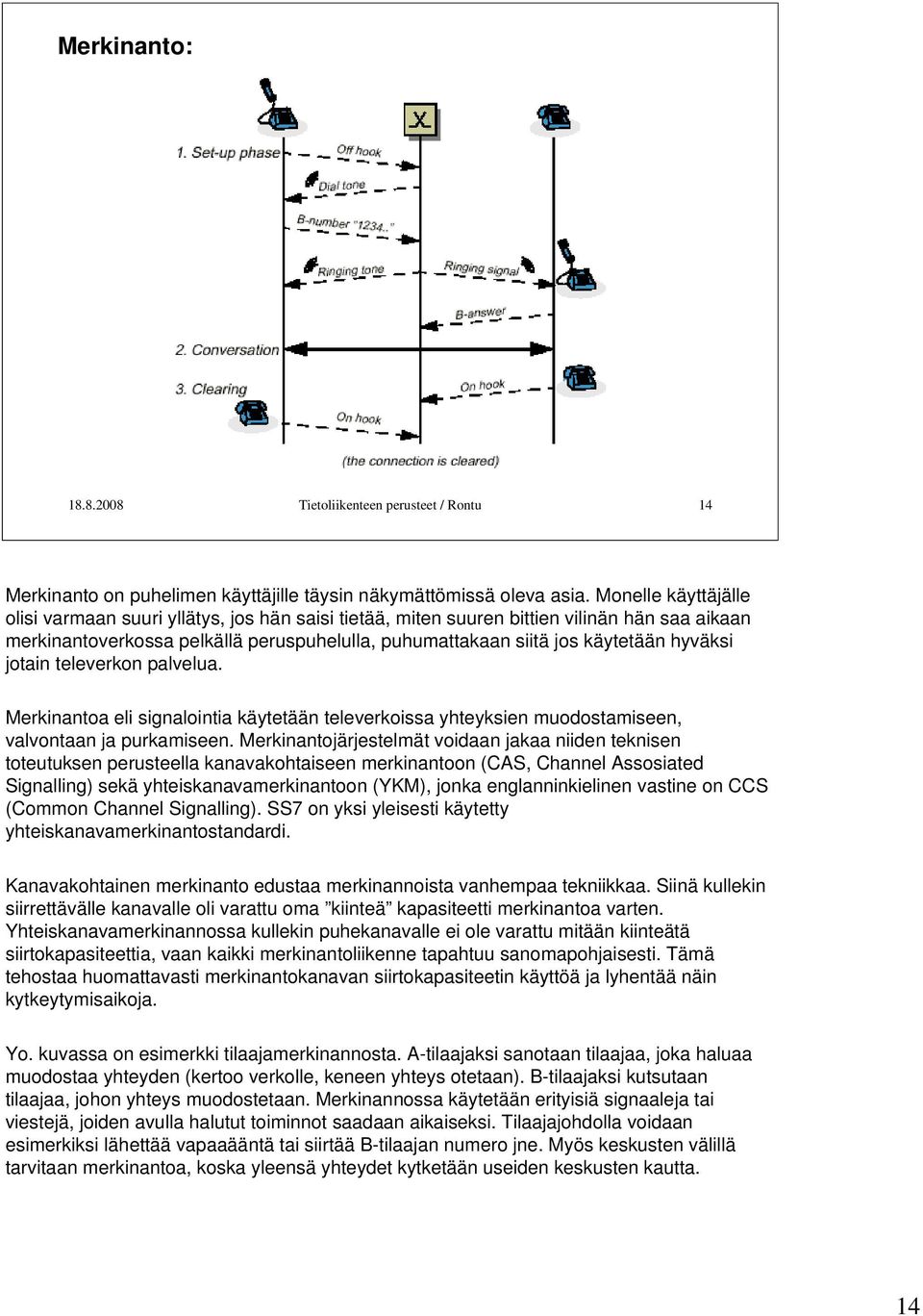 hyväksi jotain televerkon palvelua. Merkinantoa eli signalointia käytetään televerkoissa yhteyksien muodostamiseen, valvontaan ja purkamiseen.