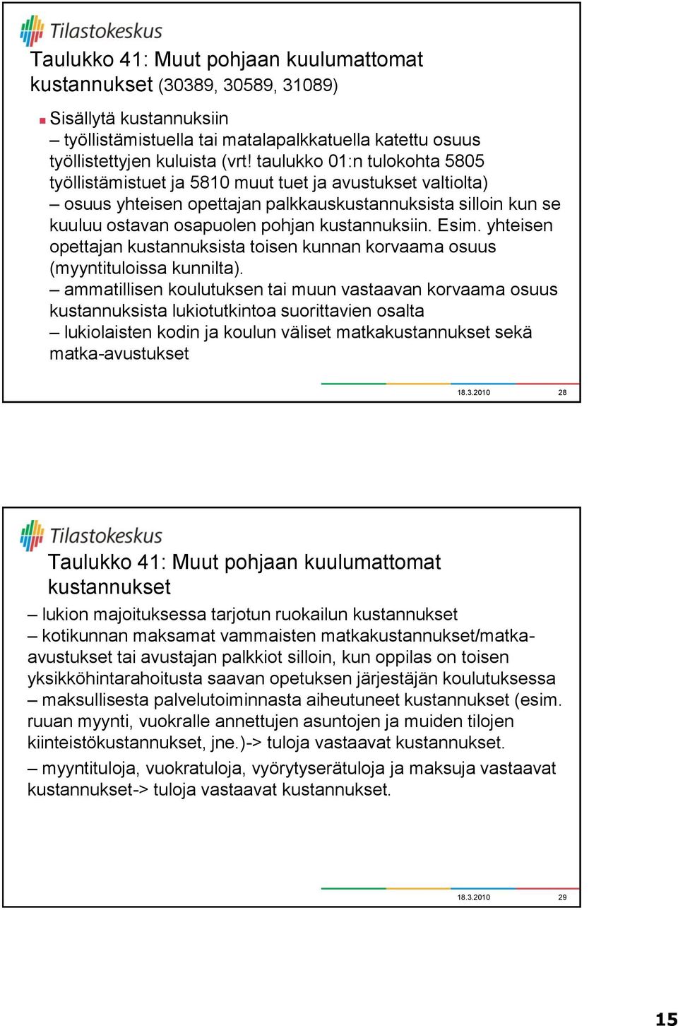 Esim. yhteisen opettajan kustannuksista toisen kunnan korvaama osuus (myyntituloissa kunnilta).