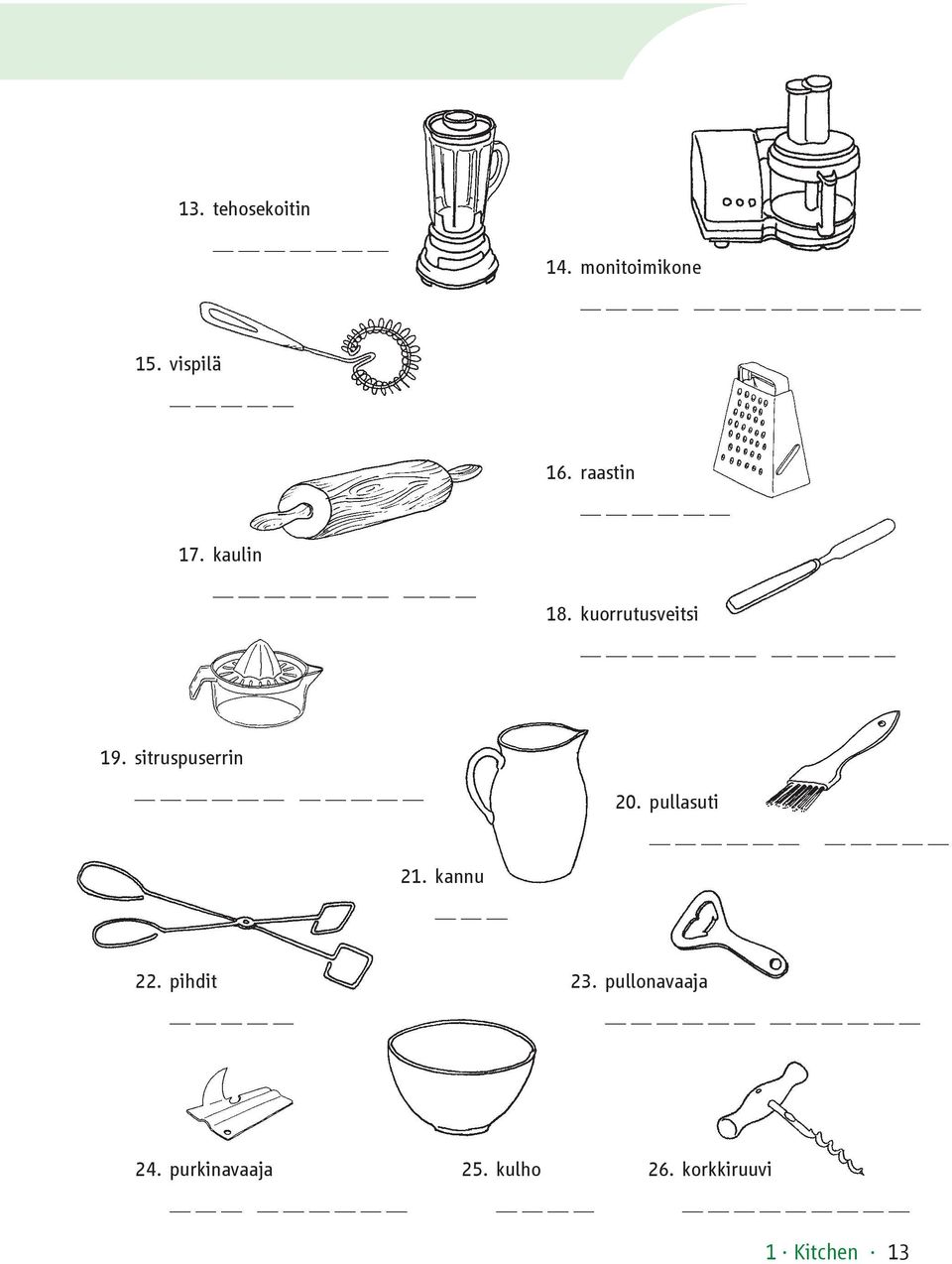 sitruspuserrin 21. kannu 20. pullasuti 22. pihdit 23.