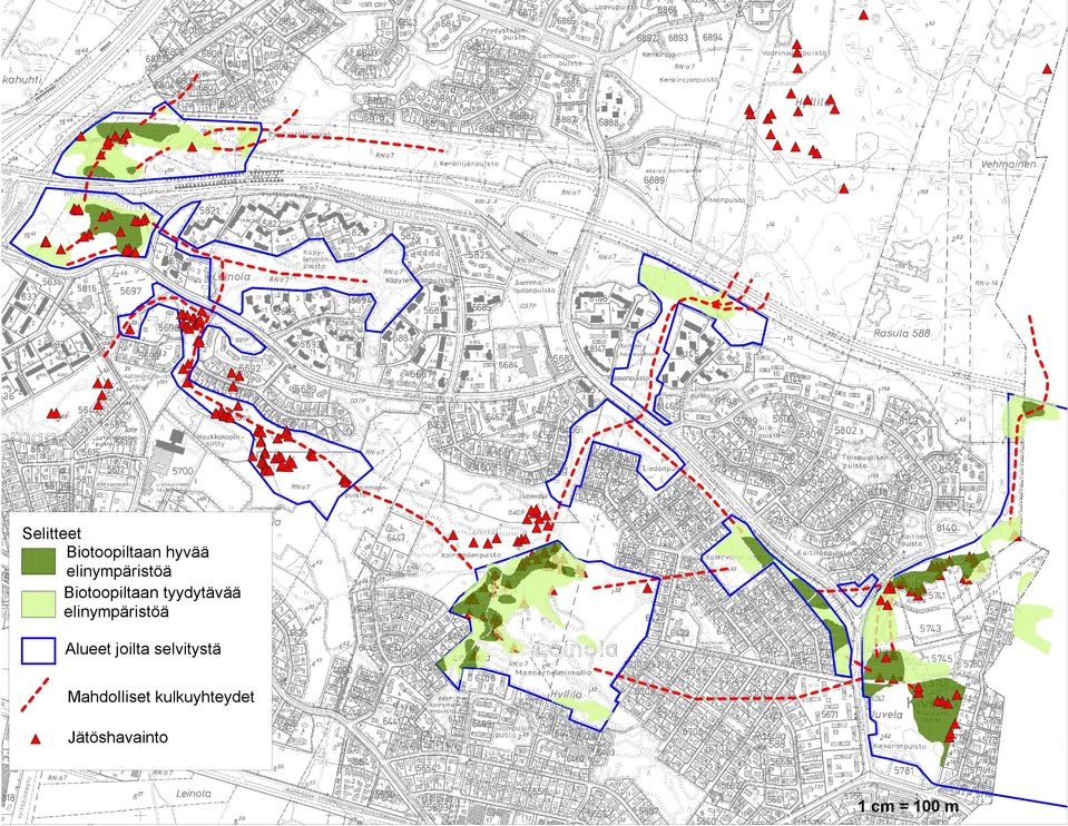 elinympäristöä Alueet joilta selvitystä