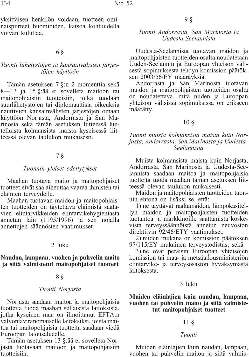 tai diplomaattisia oikeuksia nauttivien kansainvälisten järjestöjen omaan käyttöön Norjasta, Andorrasta ja San Marinosta sekä tämän asetuksen liitteessä luetelluista kolmansista maista kyseisessä