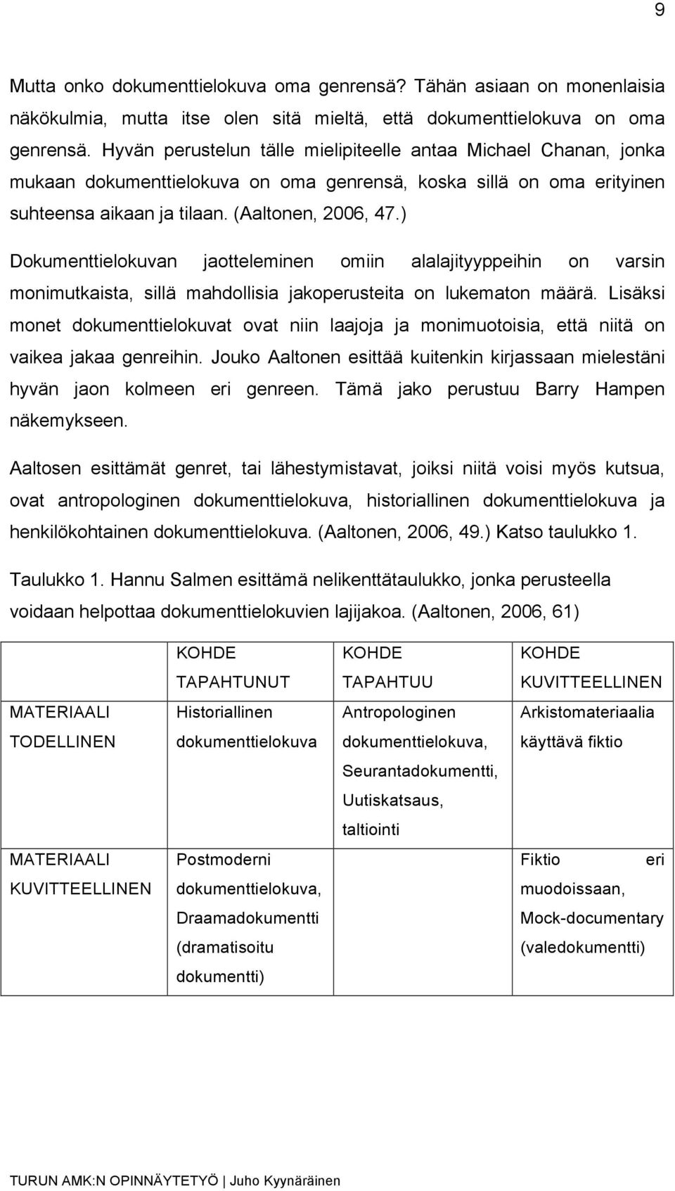 ) Dokumenttielokuvan jaotteleminen omiin alalajityyppeihin on varsin monimutkaista, sillä mahdollisia jakoperusteita on lukematon määrä.