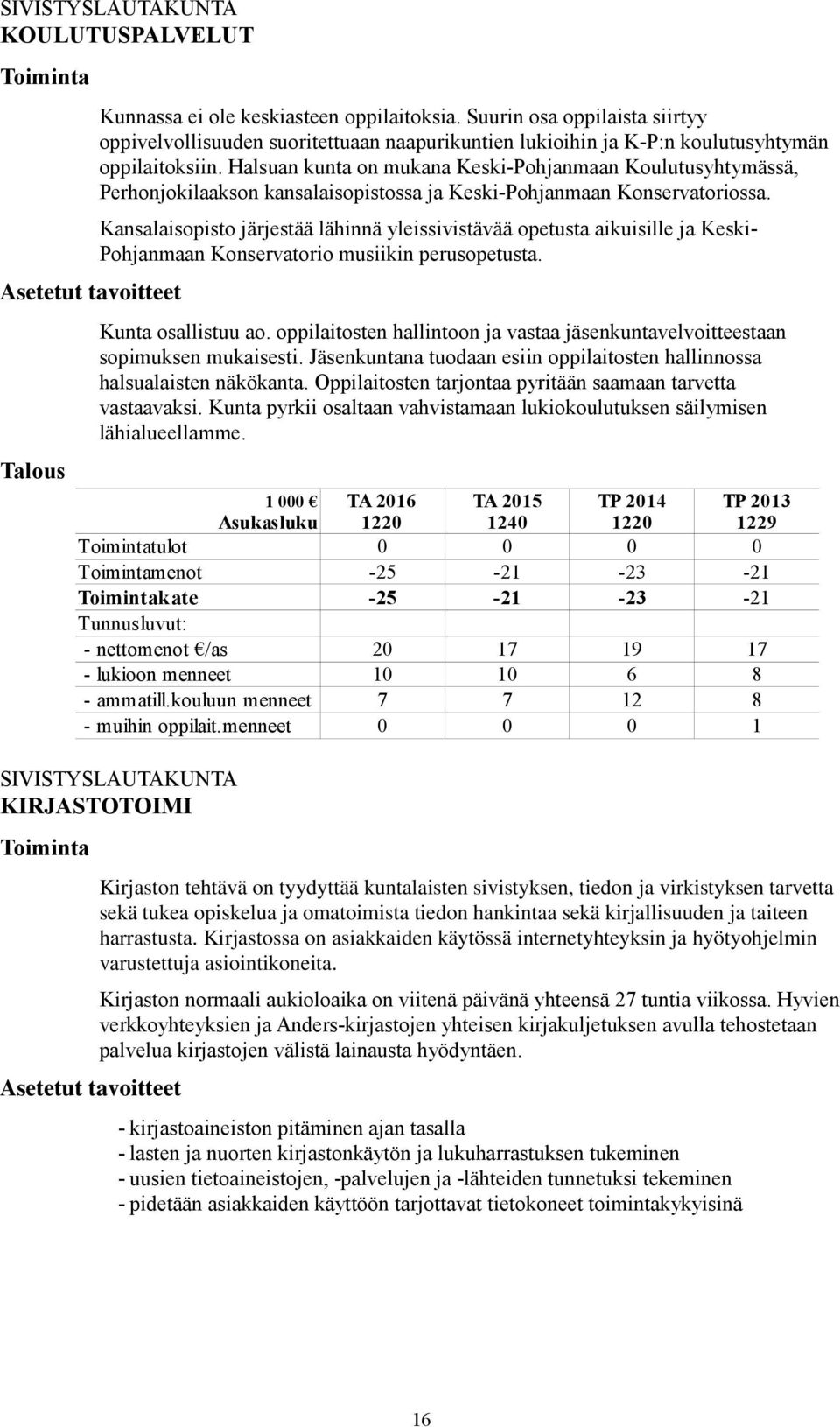 Halsuan kunta on mukana Keski-Pohjanmaan Koulutusyhtymässä, Perhonjokilaakson kansalaisopistossa ja Keski-Pohjanmaan Konservatoriossa.