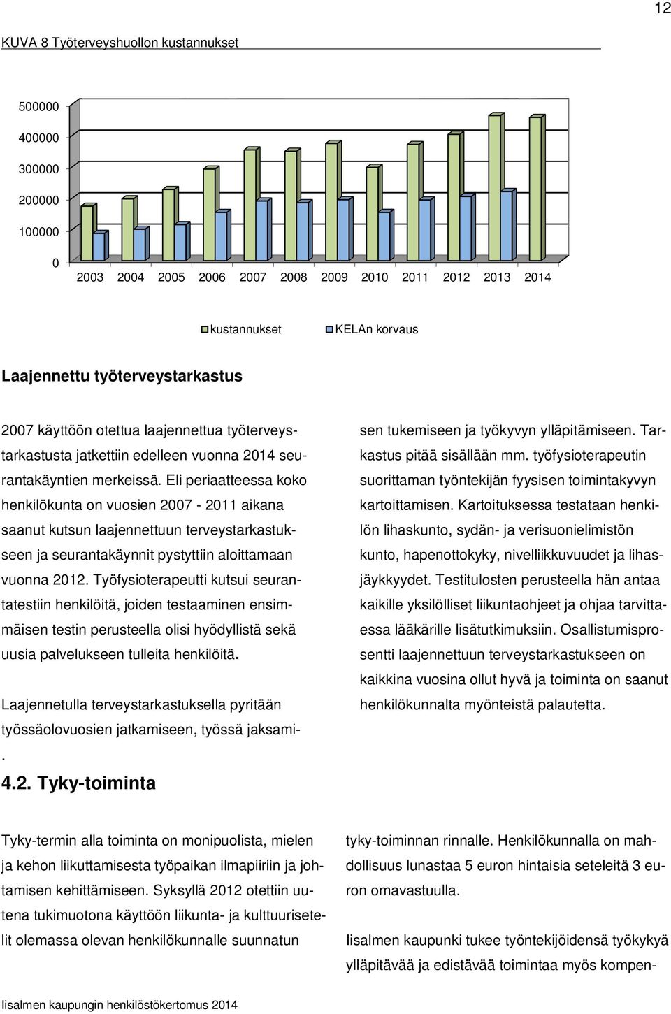 Eli periaatteessa koko henkilökunta on vuosien 2007-2011 aikana saanut kutsun laajennettuun terveystarkastukseen ja seurantakäynnit pystyttiin aloittamaan vuonna 2012.