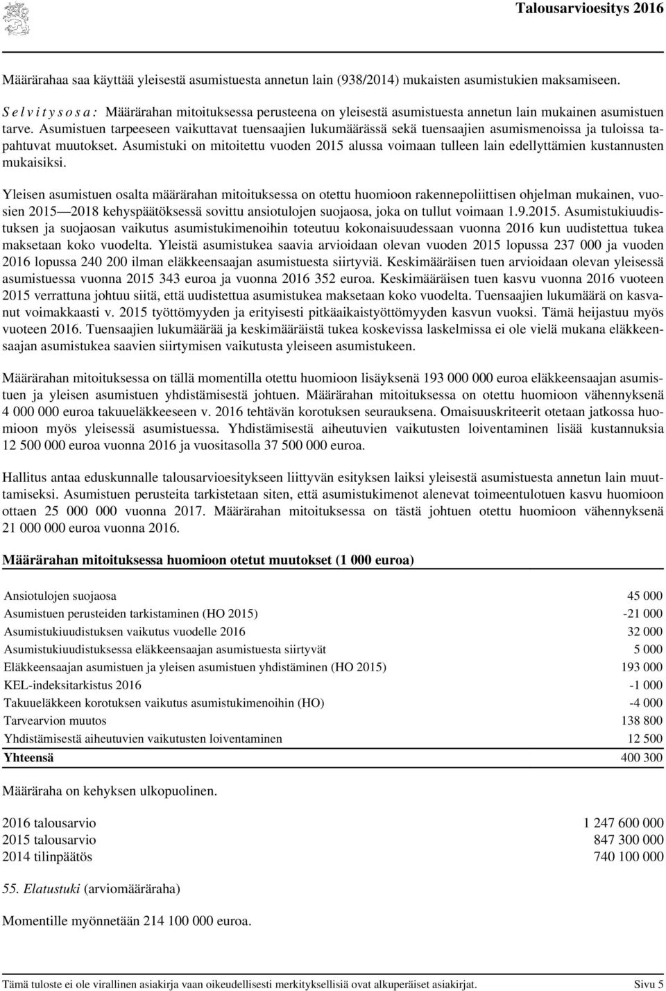 Asumistuen tarpeeseen vaikuttavat tuensaajien lukumäärässä sekä tuensaajien asumismenoissa ja tuloissa tapahtuvat muutokset.