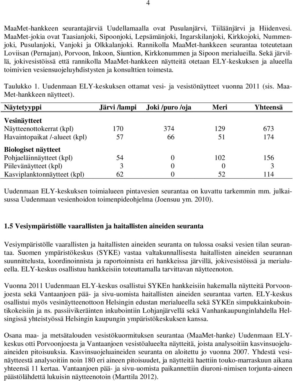 Rannikolla MaaMet-hankkeen seurantaa toteutetaan Loviisan (Pernajan), Porvoon, Inkoon, Siuntion, Kirkkonummen ja Sipoon merialueilla.