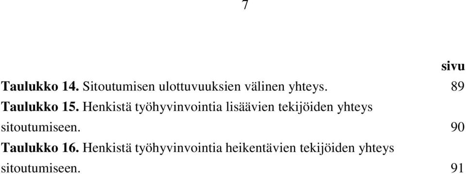 Henkistä työhyvinvointia lisäävien tekijöiden yhteys