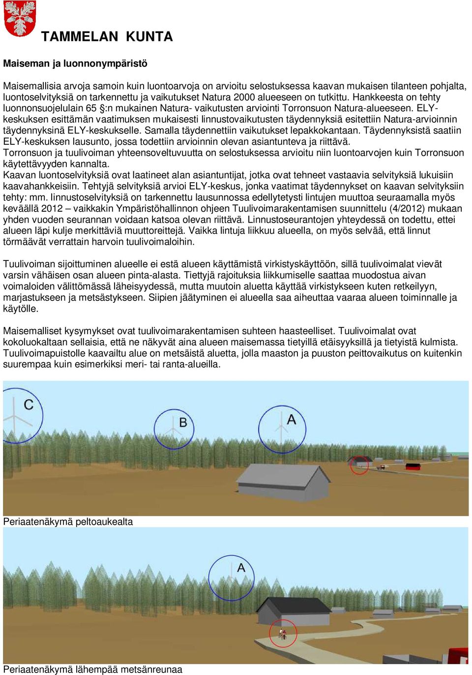 ELYkeskuksen esittämän vaatimuksen mukaisesti linnustovaikutusten täydennyksiä esitettiin Natura-arvioinnin täydennyksinä ELY-keskukselle. Samalla täydennettiin vaikutukset lepakkokantaan.