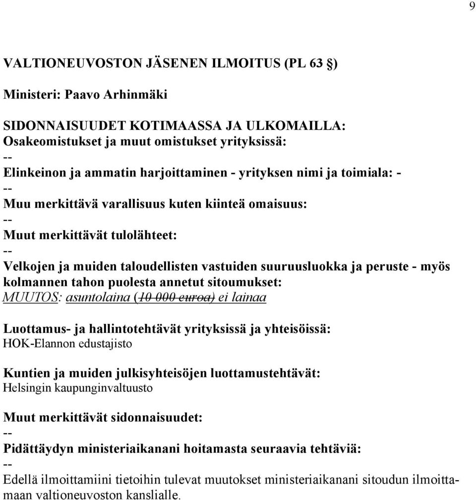 peruste myös MUUTOS: asuntolaina (10 000 euroa) ei lainaa Luottamus ja