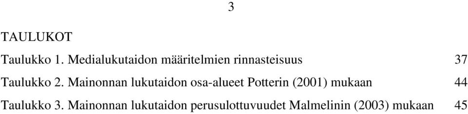 2. Mainonnan lukutaidon osa-alueet Potterin (2001)