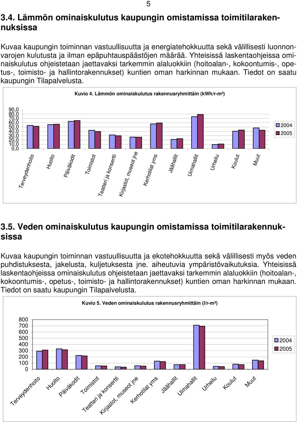 Yhteisissä laskentaohjeissa ominaiskulutus ohjeistetaan jaettavaksi tarkemmin alaluokkiin (hoitoalan-, kokoontumis-, opetus-, toimisto- ja hallintorakennukset) kuntien oman harkinnan mukaan.