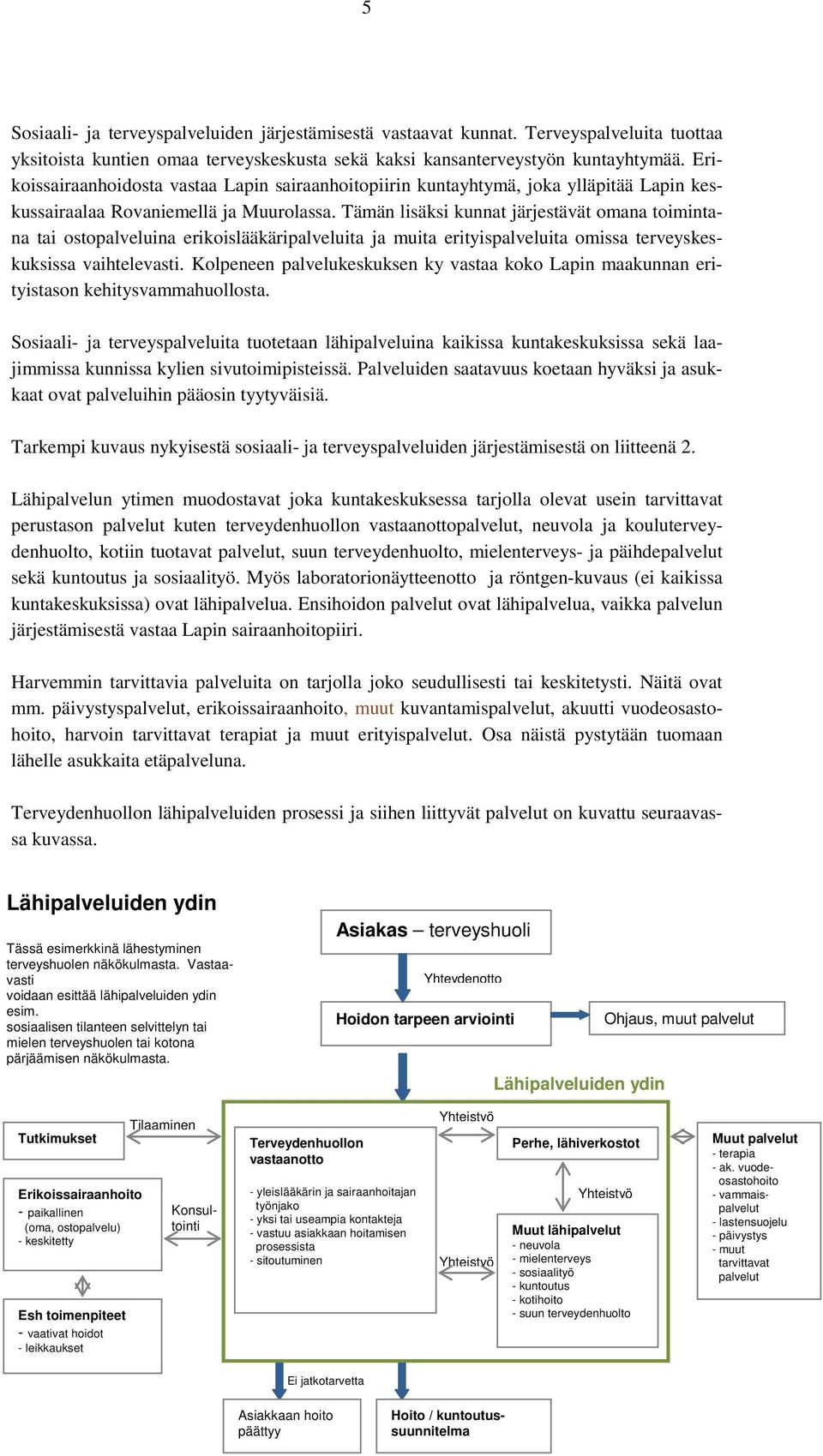 Tämän lisäksi kunnat järjestävät omana toimintana tai ostopalveluina erikoislääkäripalveluita ja muita erityispalveluita omissa terveyskeskuksissa vaihtelevasti.